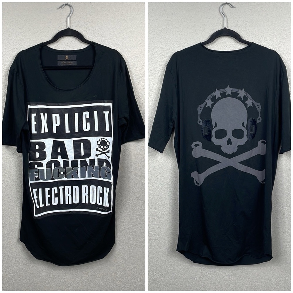 Bad Spirit Massimo Sabbadin Long Tee T Shirt Electro Rock Skull Offensive Sz XL